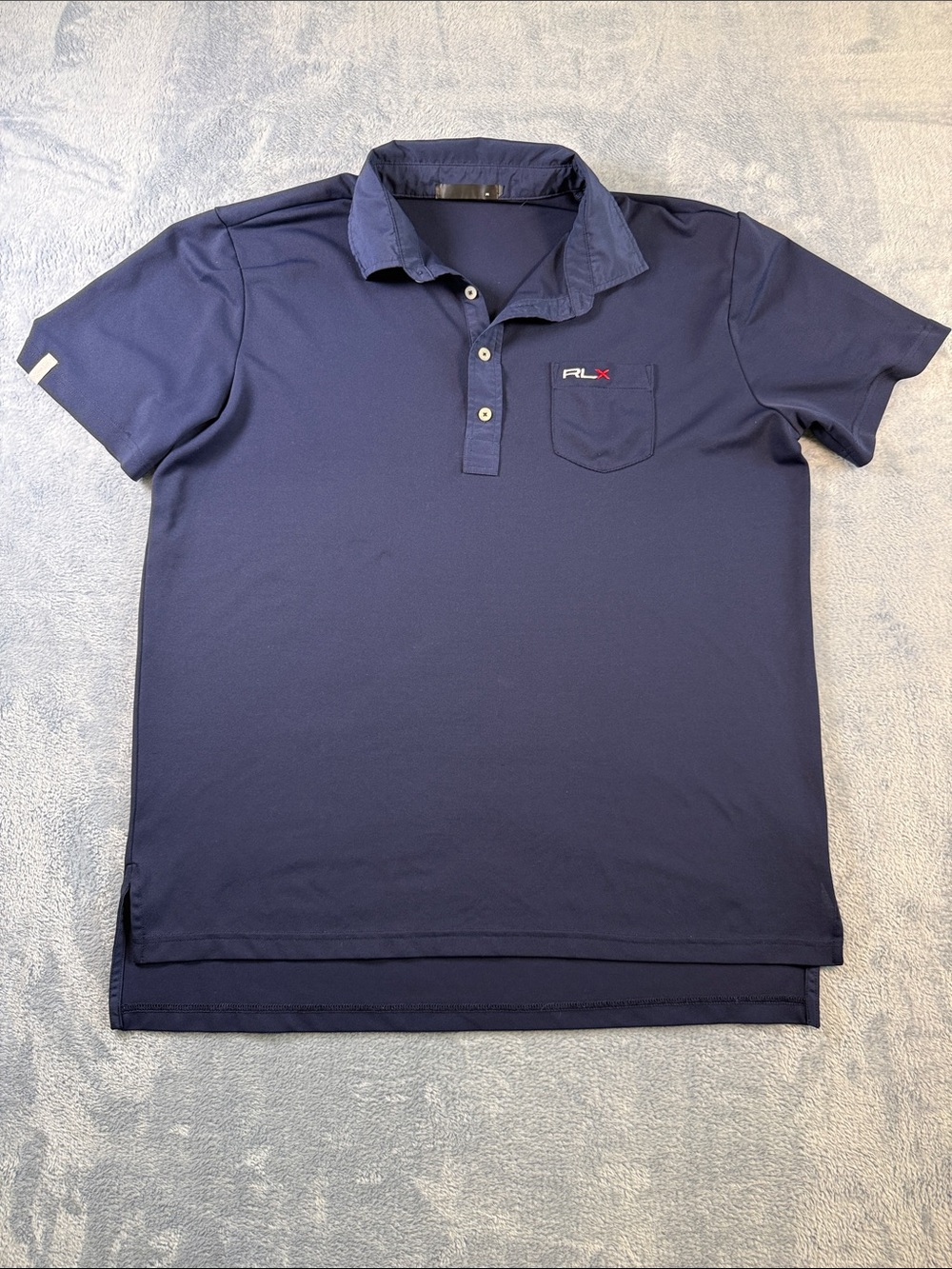 RLX Ralph Lauren Navy Short-Sleeve Polo with Chest Pocket #3126